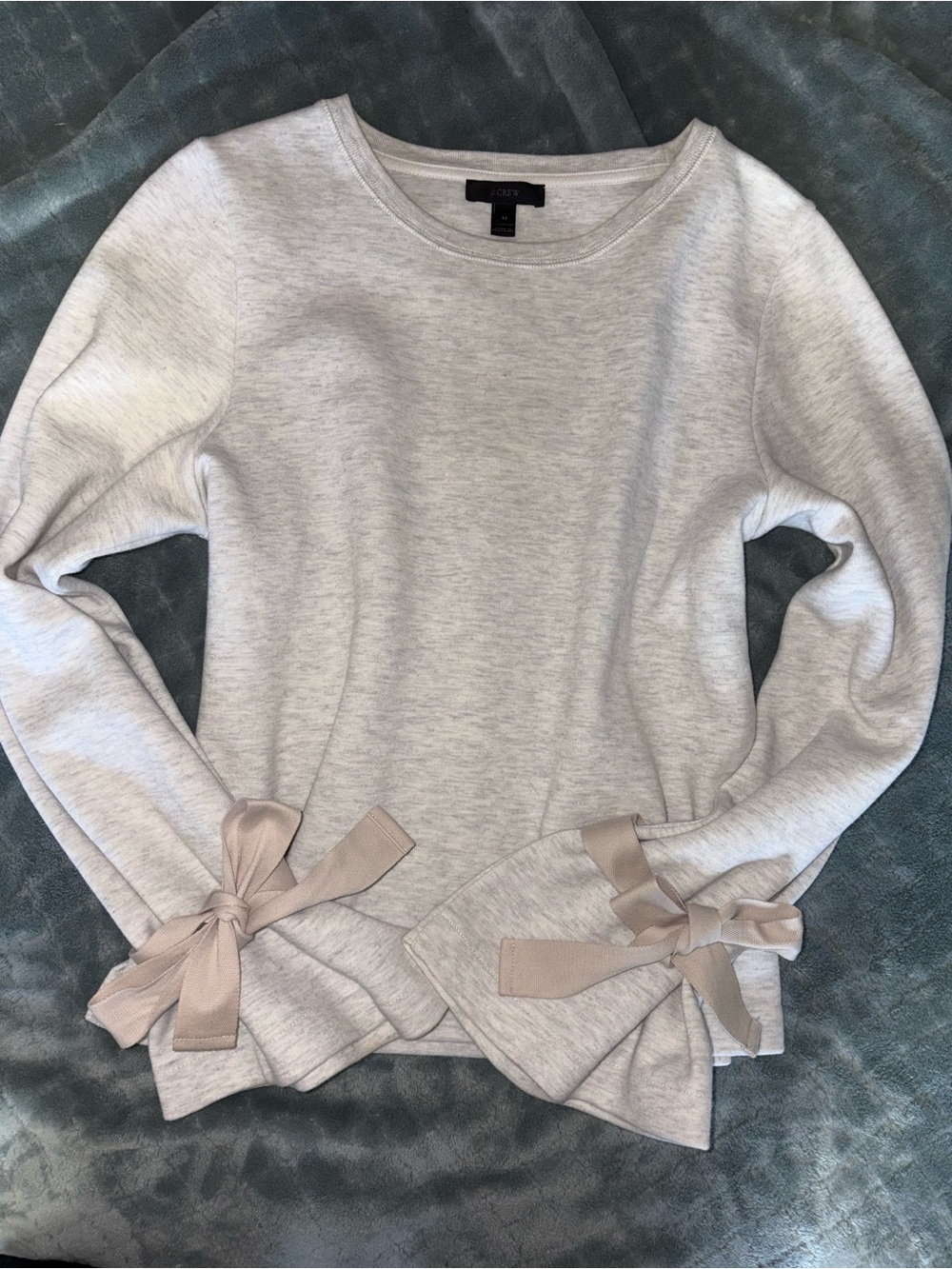 J. Crew Light Gray Long Sleeve Tie-Cuff Top
